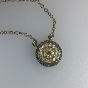 Round Evil Eye Pendant with Saphire Blue Stones